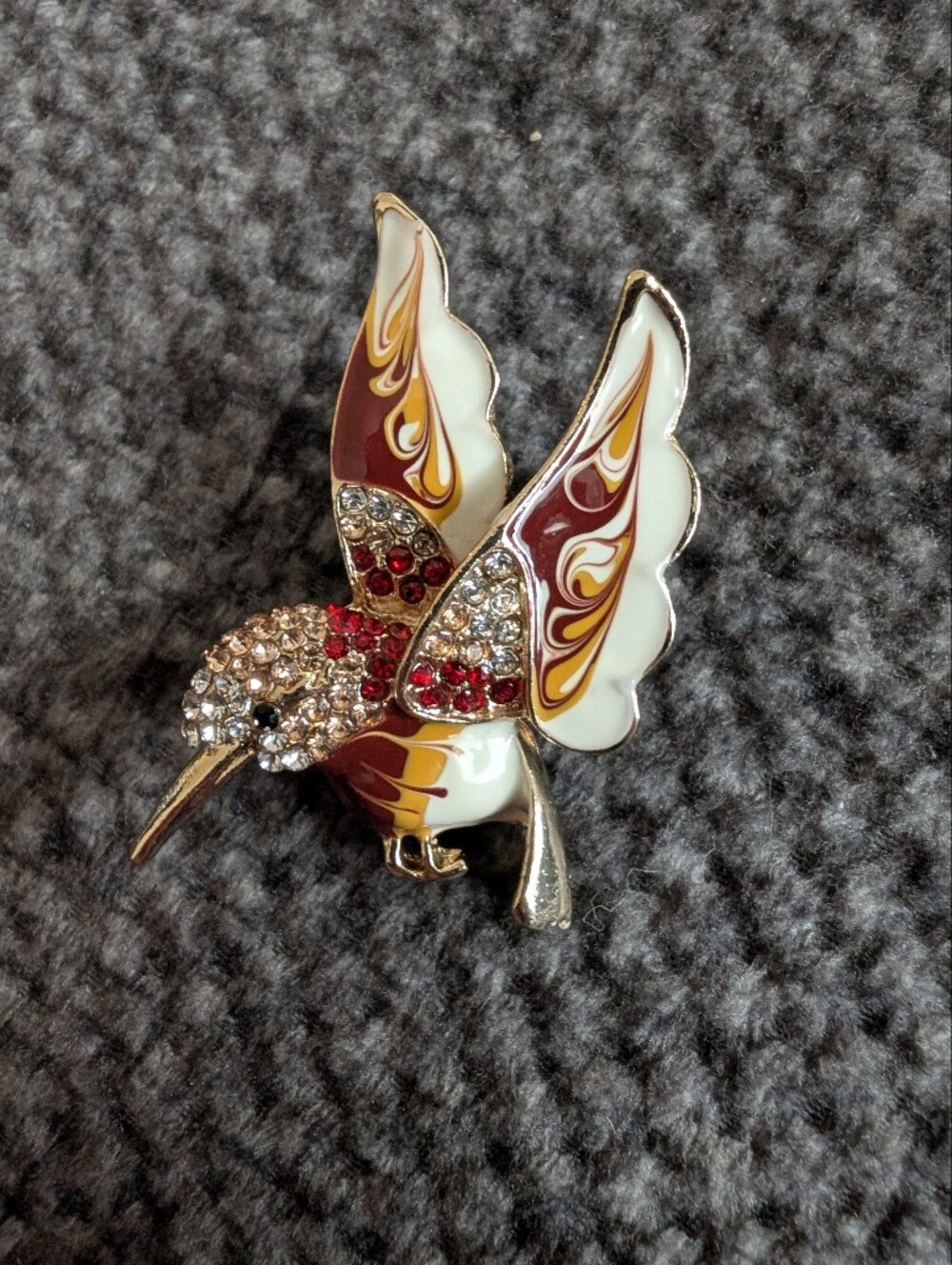 Vintage Retro Hummingbird Rhinestone Brooch Pin